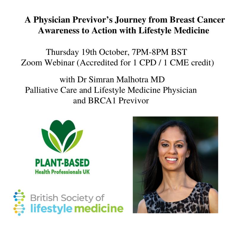 Breast Cancer Awareness to Action with Lifestyle Medicine Webinar