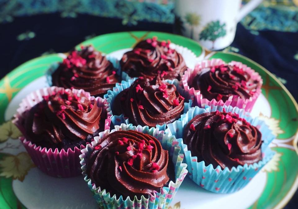 Chocolate cupcakes with sweet potato chocolate frosting