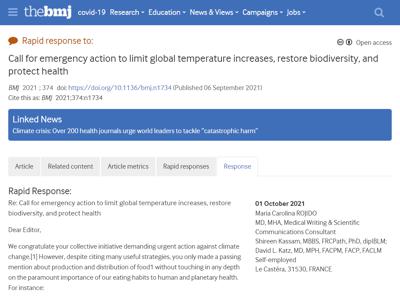Call for emergency action to limit global temperature increases, restore biodiversity, and protect health