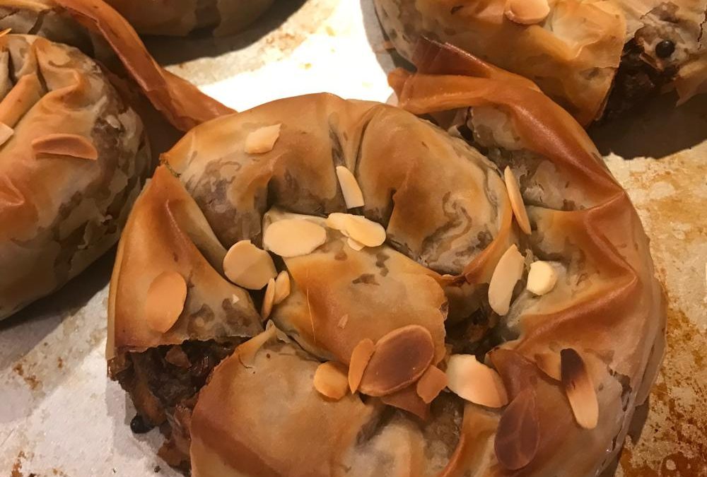 Roasted squash and lentil filo swirl