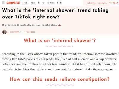 What is the 'internal shower' trend taking over TikTok right now?