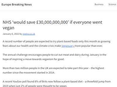 NHS ‘would save £30,000,000,000’ if everyone went vegan