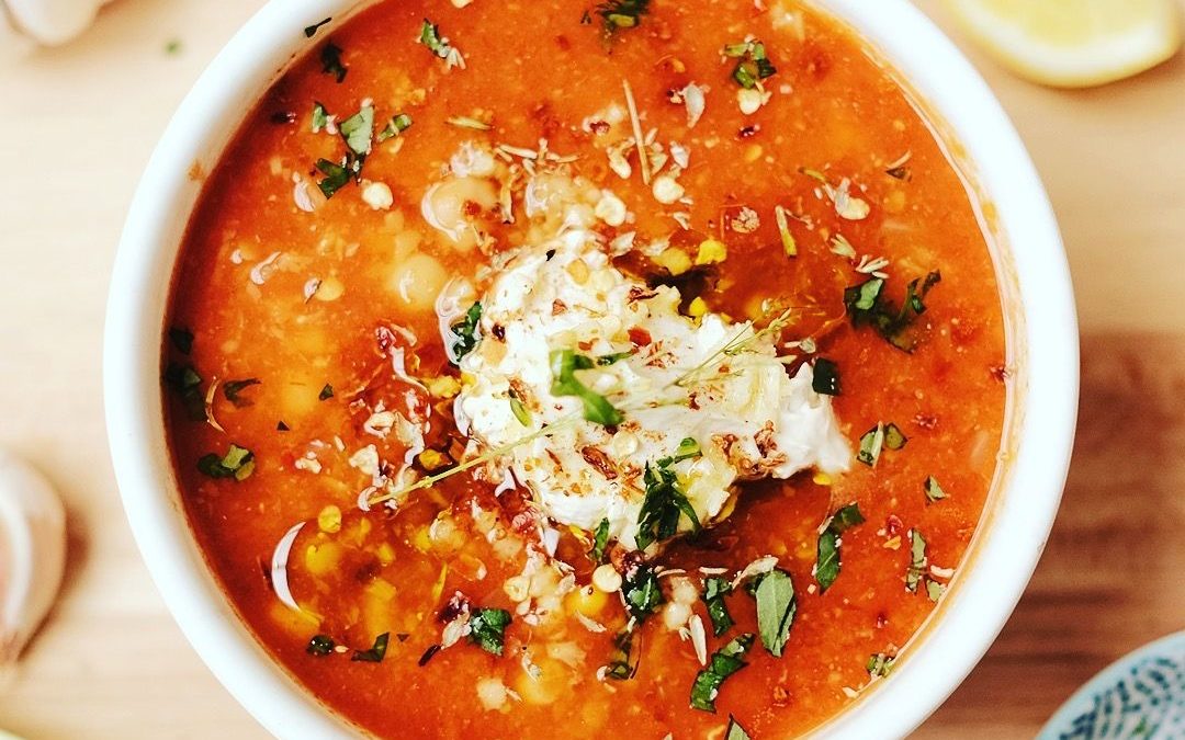 Easy lentil, chickpea and tomato soup