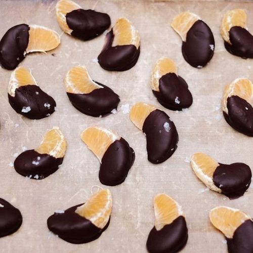 Dark chocolate dipped mandarins